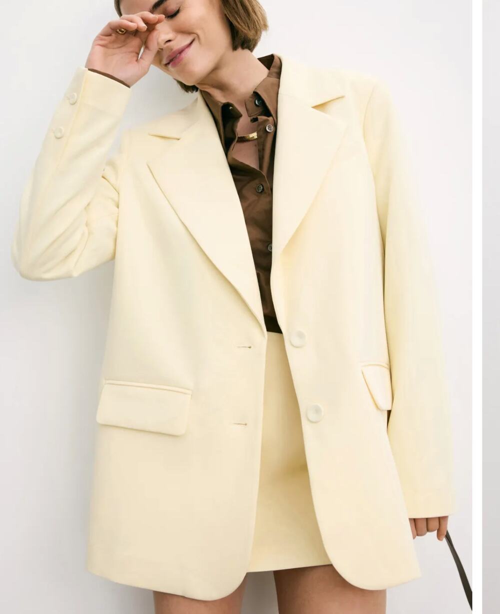Favorite Daughter Butter Yellow Oversize Blazer SMALL Work Suiting Designer $400 - Picture 1 of 14